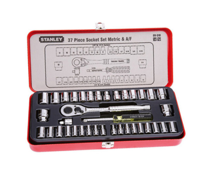 Bộ khẩu hệ 1/4" & 3/8" 6 cạnh + 12 cạnh 37 chi tiết Stanley 89-518